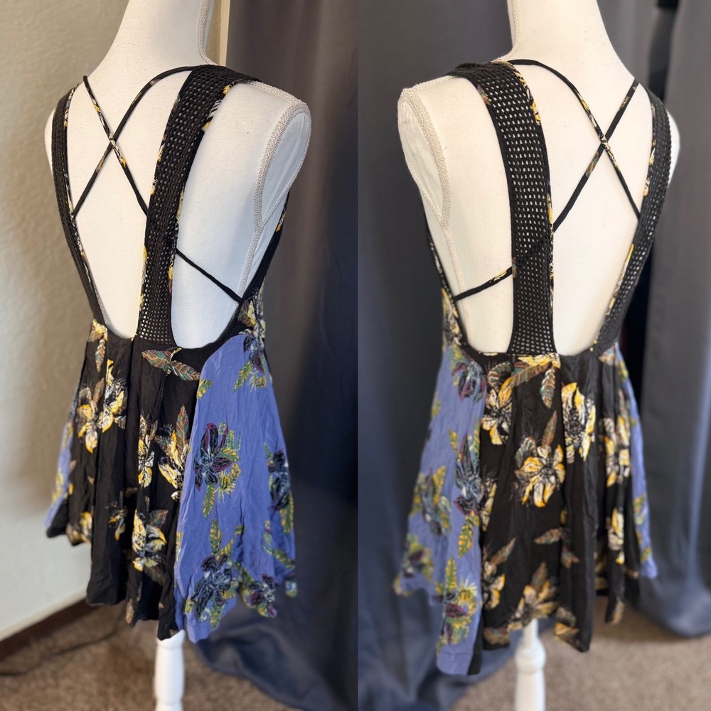 Free People Thought I Was Dreaming Floral Mini Dress Open Back S - Picture 5 of 12